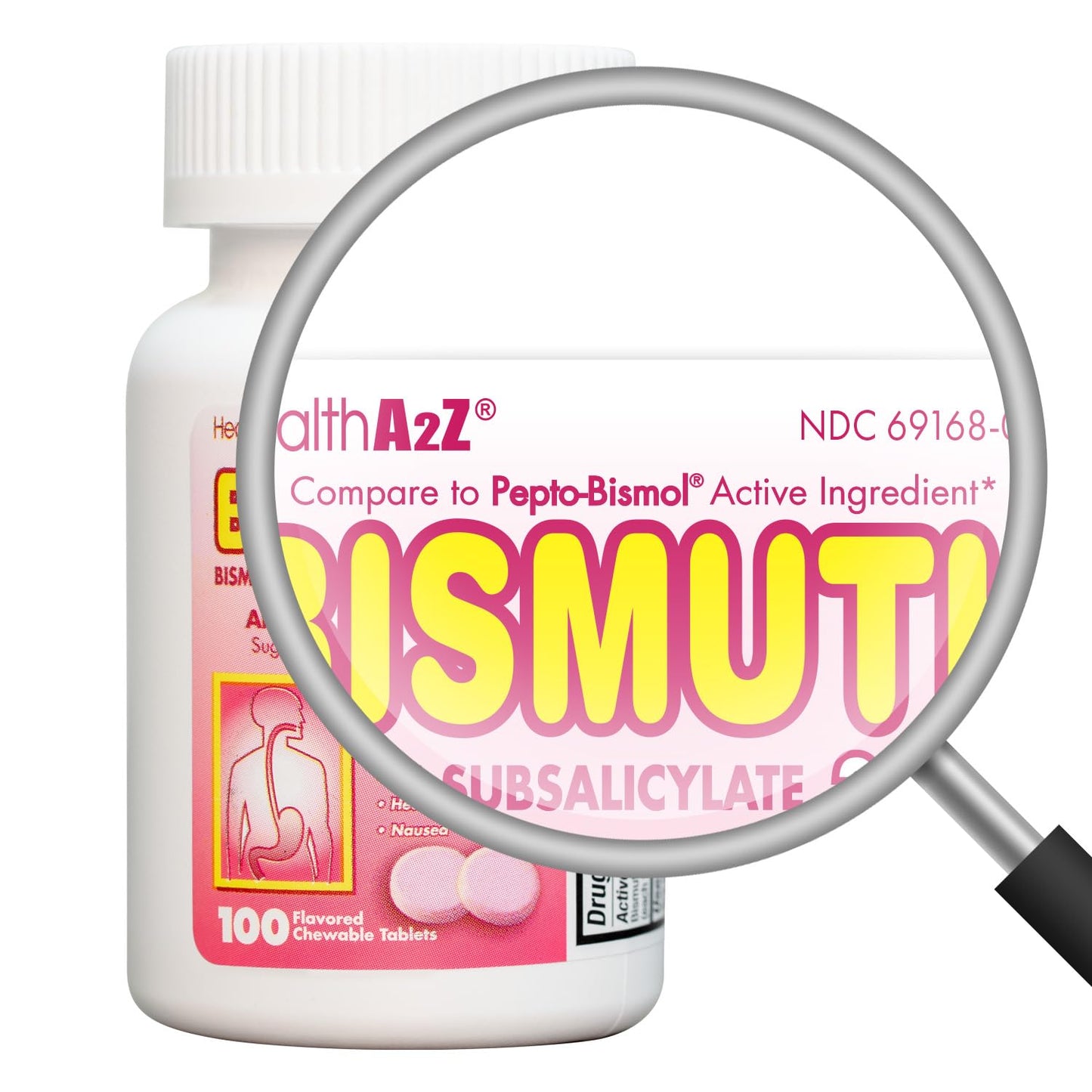 HealthA2Z Bismuth Subsalicylate 262mg – Multi-Symptom Digestive Relief, Pack of 2 (100 Count)