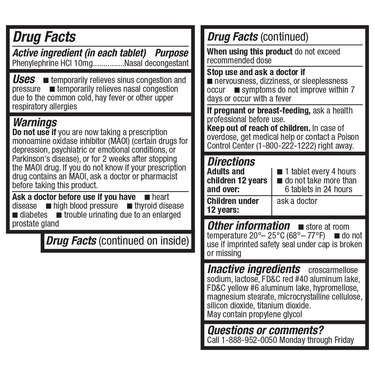 HealthA2Z Decongestant PE | Phenylephrine HCl 10 mg | Maximum Strength Nasal & Sinus Relief (300 Count, Pack of 2)