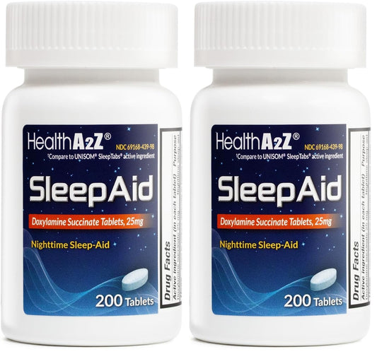 HealthA2Z Sleep Aid | Doxylamine Succinate 25 mg | 200 Count Pack (Pack of 2)