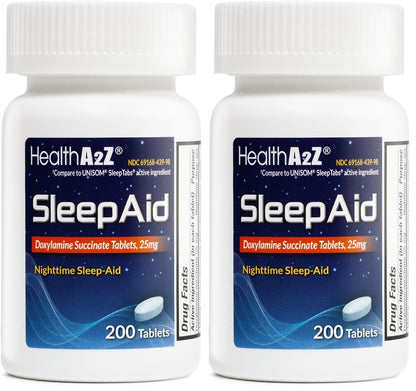 HealthA2Z Sleep Aid | Doxylamine Succinate 25 mg | 200 Count Pack (Pack of 2)