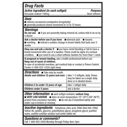 HealthA2Z Stool Softener | Docusate Sodium 100mg | Gentle Relief | Red Capsules | 400 Count