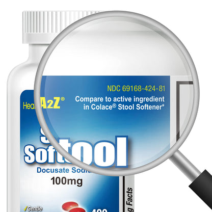 HealthA2Z Stool Softener | Docusate Sodium 100mg | Gentle Relief | Red Capsules | 400 Count