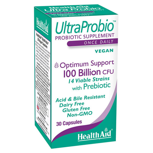 HealthAid UltraProbio 100 Billion Probiotic – 30 Count, Once Daily, Acid & Bile Resistant, Non-GMO