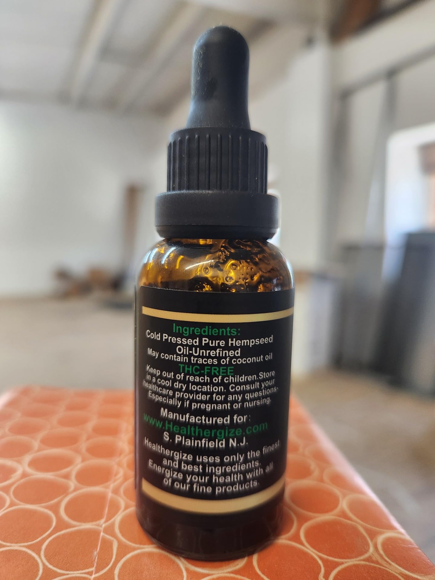 Healthergize Hemp Oil Premium, Non-GMO, Unrefined with Full Flavor and Natural Benefits, for Calm, Sleep, Discomfort - Product of The USA