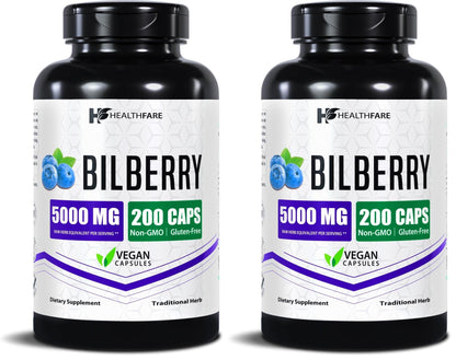 Healthfare Bilberry Eyes Supplement – 5000mg Extract, Vegan