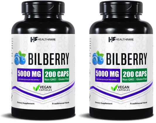 Healthfare Bilberry Eyes Supplement – 5000mg Extract, Vegan
