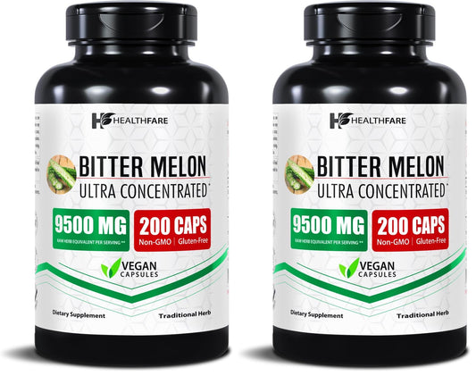 Healthfare Bitter Melon Extract 9500mg – 200 Vegan Capsules – Made in USA