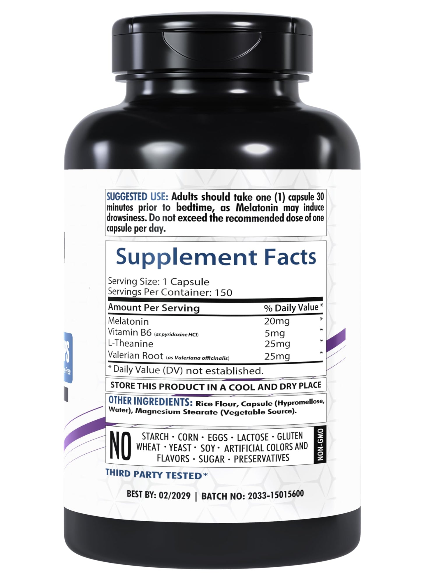 Healthfare Melatonin 20mg | 150 Veg Capsules | Complex with L-Theanine | Valerian Root & Vitamin B6 | Vegetarian Formula | Non-GMO | Gluten-Free | Made in The USA (Pack of 2)