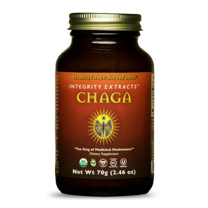 HealthForce SuperFoods Integrity Extracts Chaga Powder – 70 g | Organic, Vegan, Kosher, Gluten-Free
