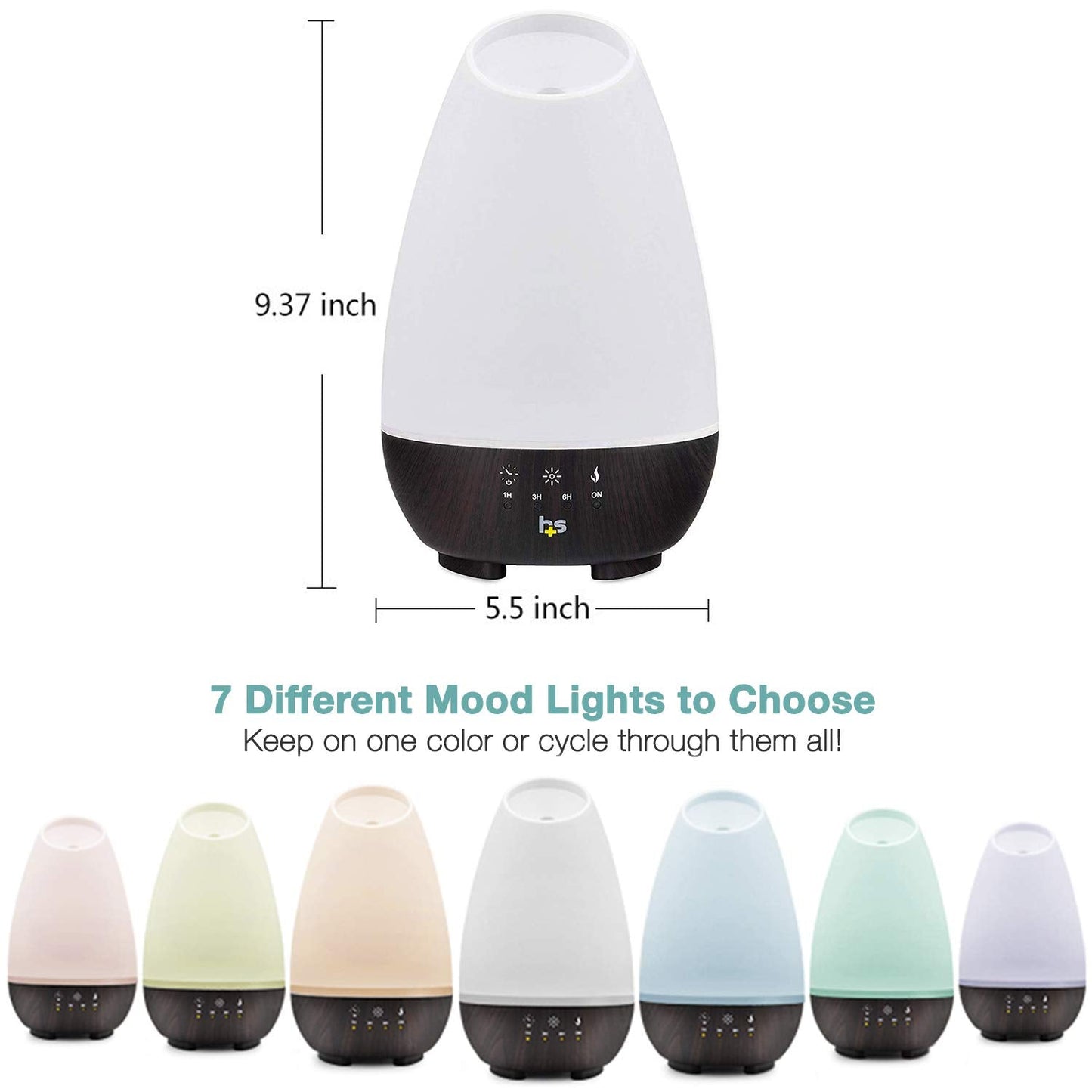 HealthSmart 500ML Essential Oil Diffuser – Large Room, Cool Mist Humidifier, 7 LED Colors