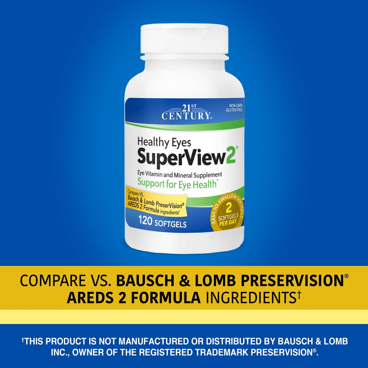 21st Century Healthy Eyes SuperView 2 Softgels - 120 Count | Eye Vitamin & Mineral Support