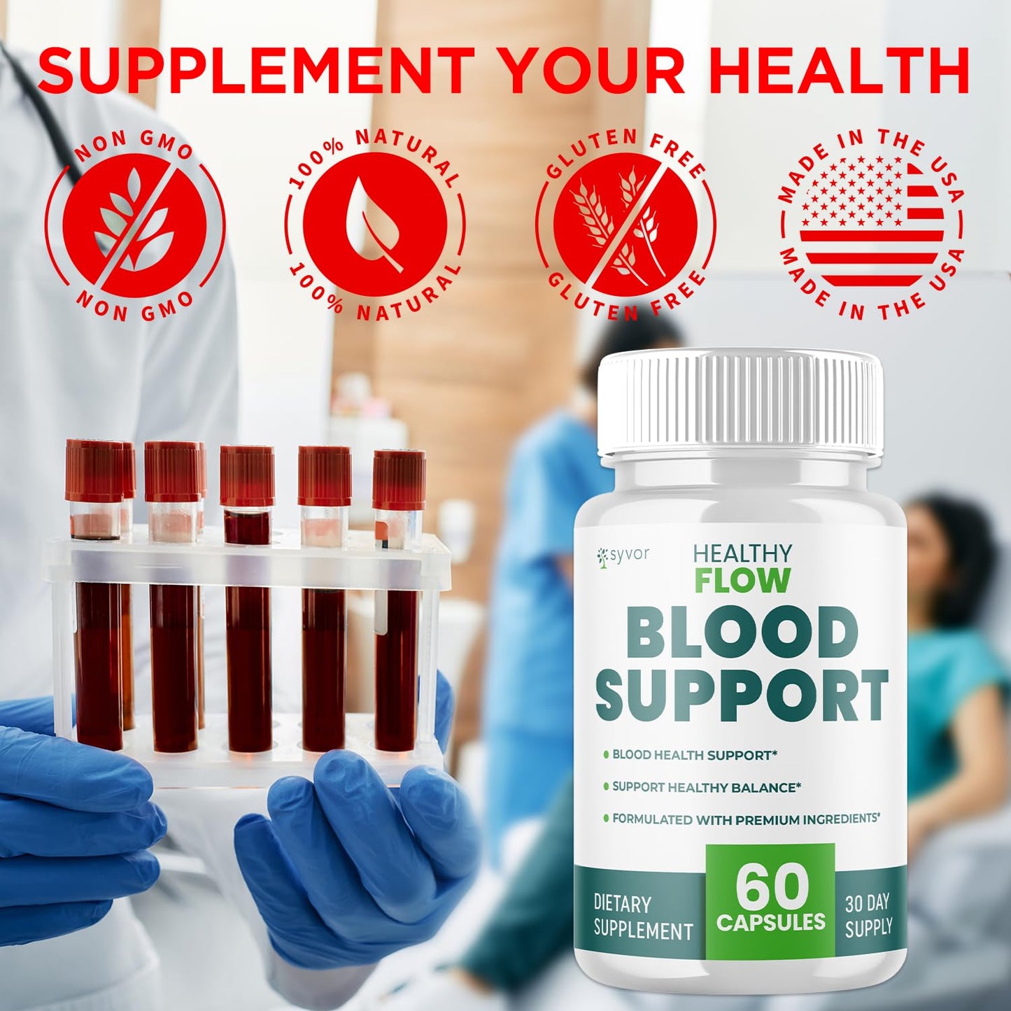 Healthy Flow Blood Support Capsules - 2 Pack (120 Capsules) | All-Natural Formula