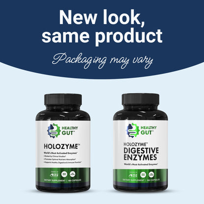 Healthy Gut HoloZyme Max Strength Digestive Enzymes | FODMAP Support with Inulinase, Amyloglucosidase & Invertase | 90 Servings