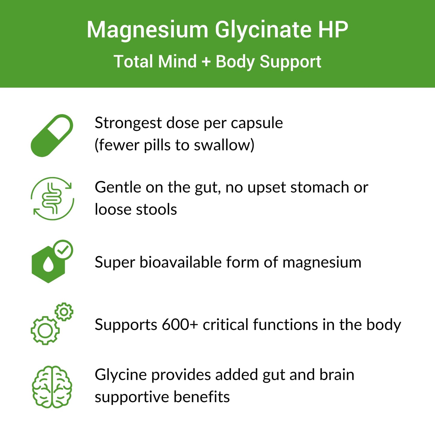 Healthy Gut Magnesium-HP – Ultra Pure Glycinate, 180 mg, 90 Servings, No Fillers