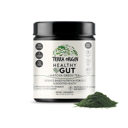 Healthy Gut Matcha Green Tea – 30 Servings with L-Glutamine, Zinc, Glucosamine & Slippery Elm Bark