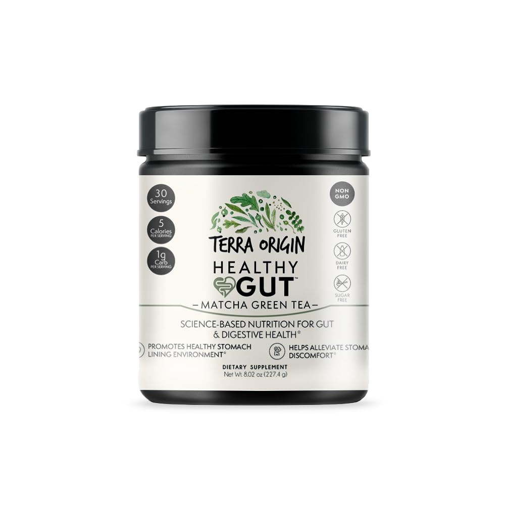 Healthy Gut Matcha Green Tea – 30 Servings with L-Glutamine, Zinc, Glucosamine & Slippery Elm Bark