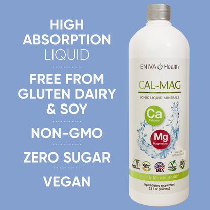 Liquid Ionic Calcium Magnesium Supplement (32oz) – Healthy Bones, Hair & Nails | Eniva Health
