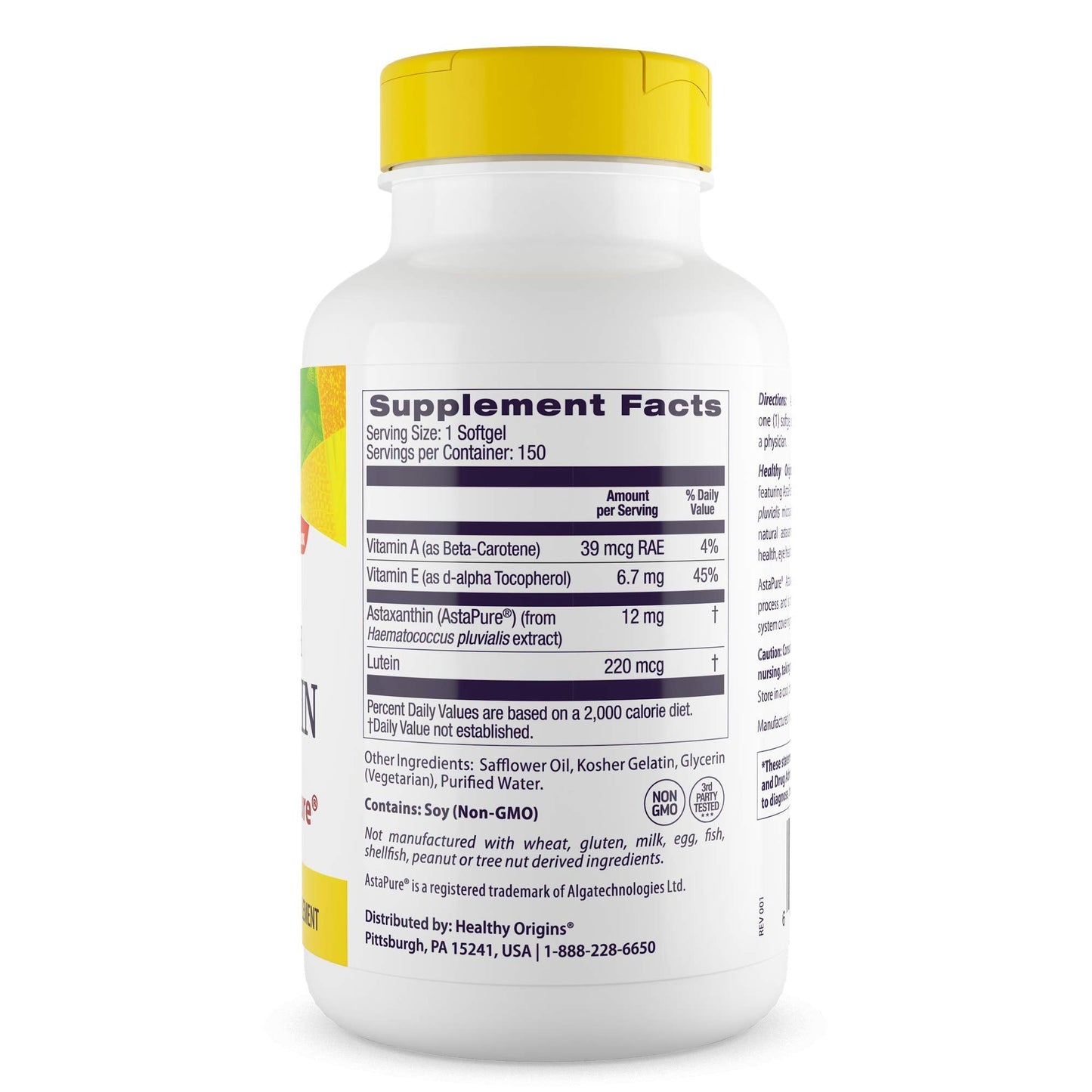 Healthy Origins Astaxanthin 12 mg – Astapure, Triple Strength, 150 Softgels
