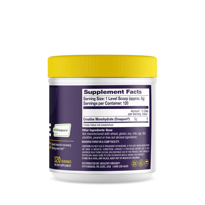 Healthy Origins Creatine with Creapure – Unflavored Micronized Powder (600 g, 120 Servings)