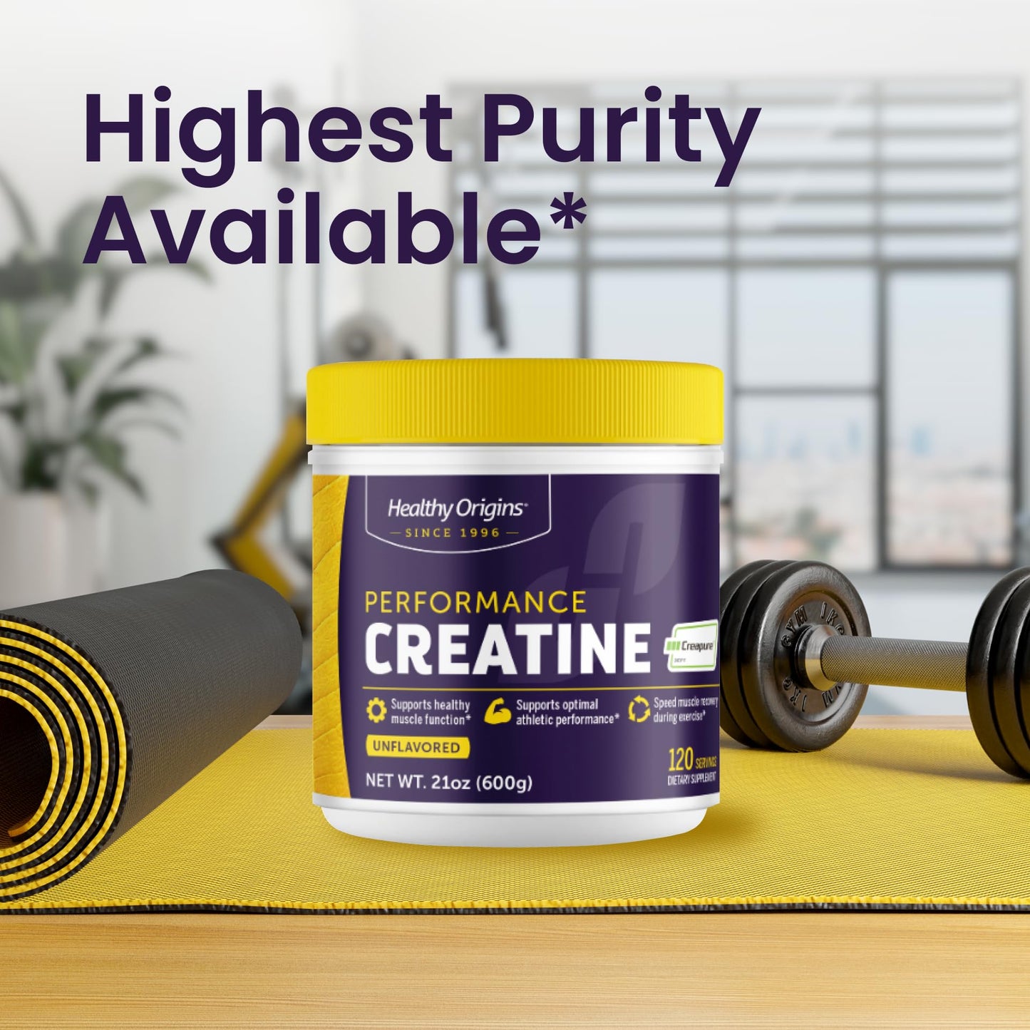 Healthy Origins Creatine with Creapure – Unflavored Micronized Powder (600 g, 120 Servings)