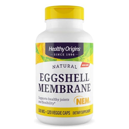 Healthy Origins Eggshell Membrane 500 mg (NEM) – Joint Support, Non-GMO, Gluten Free, 120 Veggie Caps