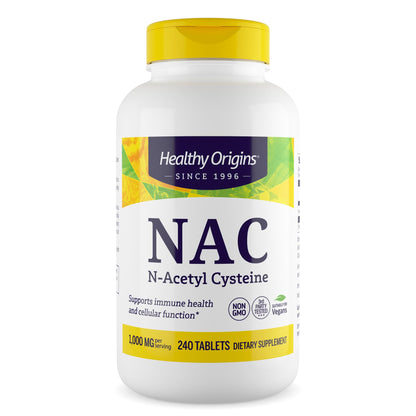 Healthy Origins NAC (N-Acetyl Cysteine) 1,000 mcg for Immune Health & Cellular Function – 240 Tablets