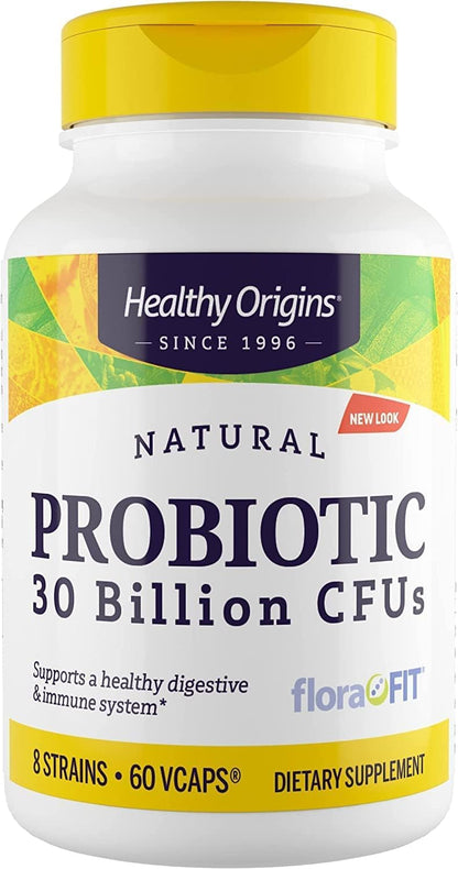 Healthy Origins Probiotic 30 Billion CFU's - Shelf Stable, Non-GMO, Gluten Free | Digestive & Immune Health - 60 Veggie Caps