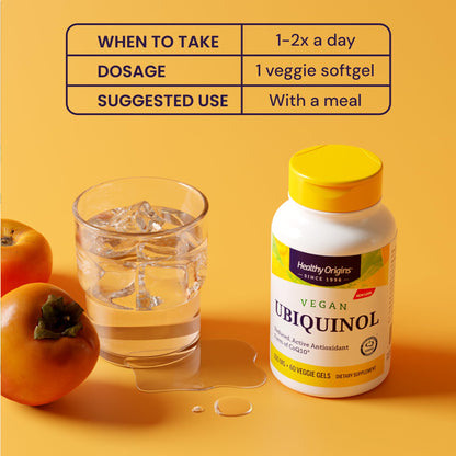 Healthy Origins Vegan Ubiquinol 100 mg | Kaneka CoQ10 – Gluten-Free