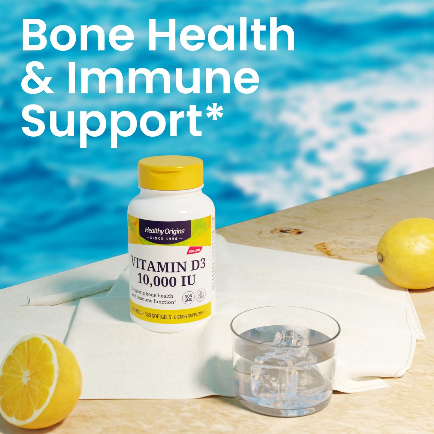 Healthy Origins Vitamin D3 10,000 IU - Non-GMO, High Potency, 360 Softgels