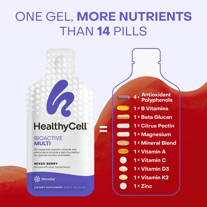 HealthyCell Bioactive Daily Liquid Multivitamin – 20+ Vitamins & 14 Gel Packs