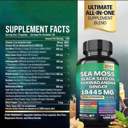 Sea Moss Black Seed Oil Ashwagandha Capsules – Immune Support | HealthyFinds