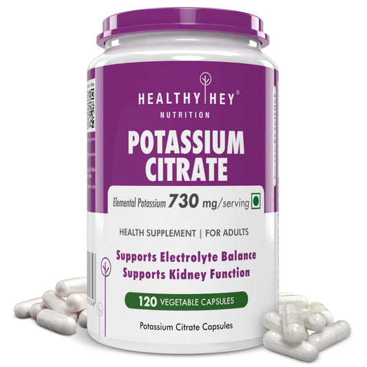 HealthyHey Potassium Citrate 730mg – 120 Vegetable Capsules (Pack of 1)
