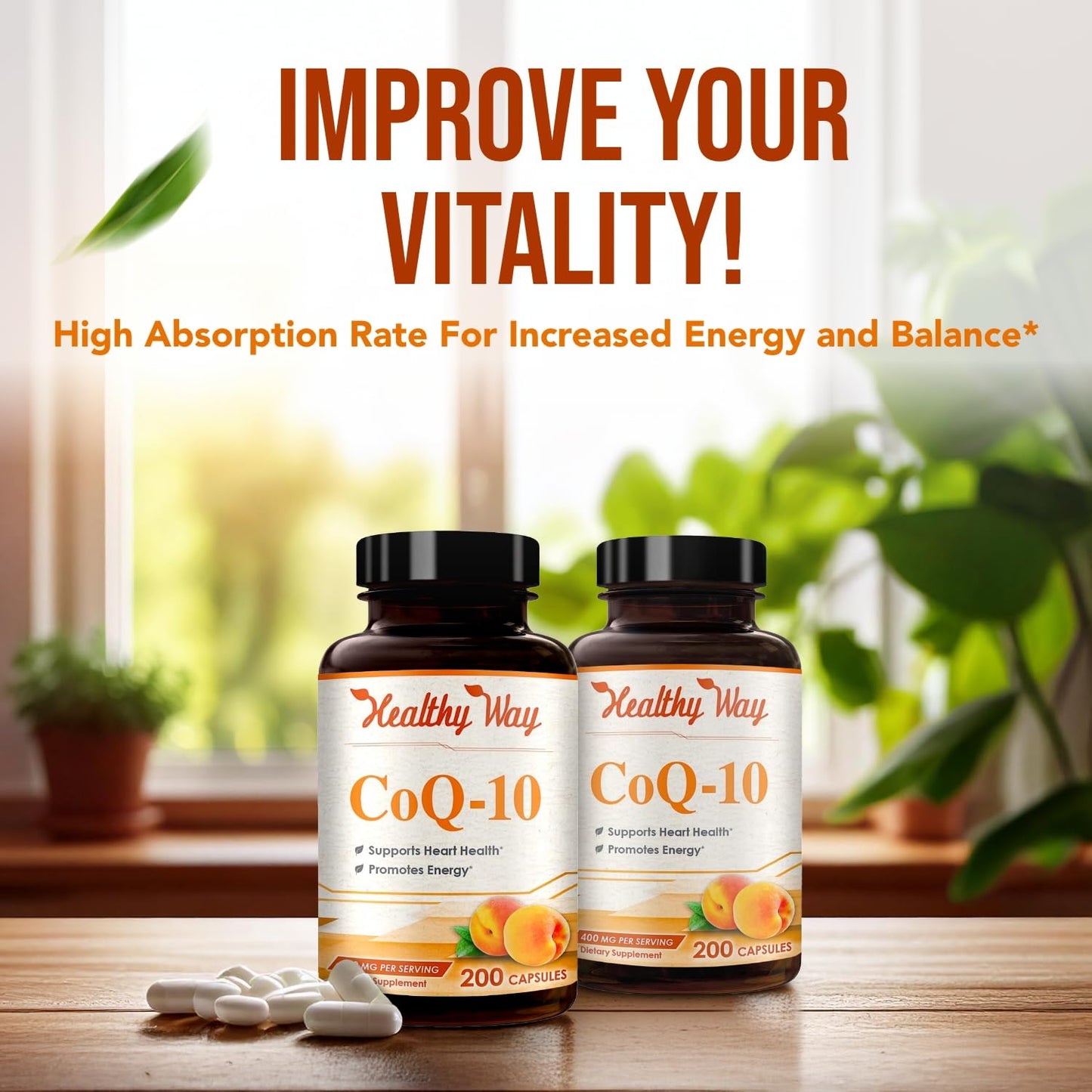 HealthyWayRx CoQ10 400mg - Once Daily Capsules for Heart & Energy | Non-GMO, American Made