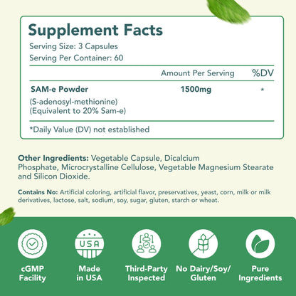 HealthyWayRx 1500mg SAM-e Supplement | High-Strength S-Adenosyl-L-Methionine for Brain, Mood & Liver Support