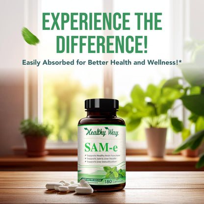 HealthyWayRx 1500mg SAM-e Supplement | High-Strength S-Adenosyl-L-Methionine for Brain, Mood & Liver Support