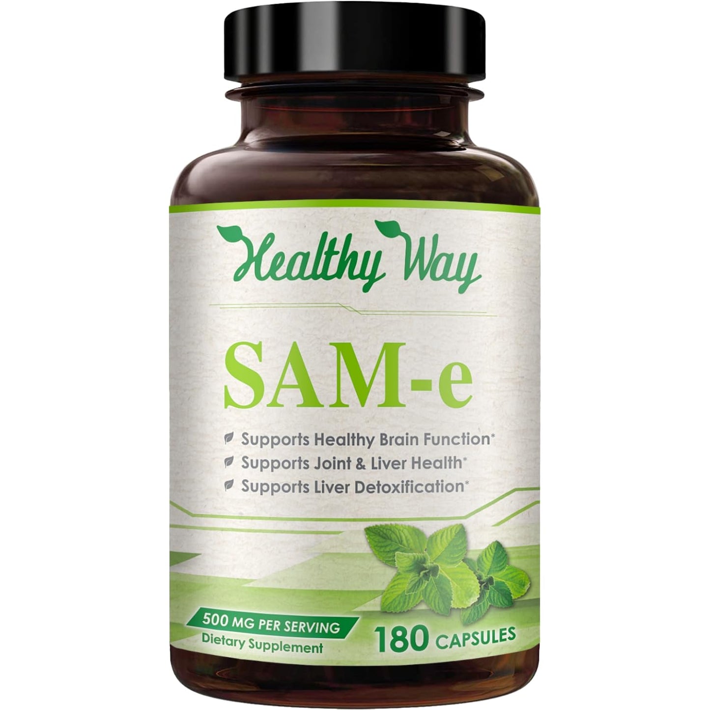 HealthyWayRx 500mg SAM-e Supplement – High Absorption 180 Capsules | Brain, Mood & Liver Support | Non-GMO