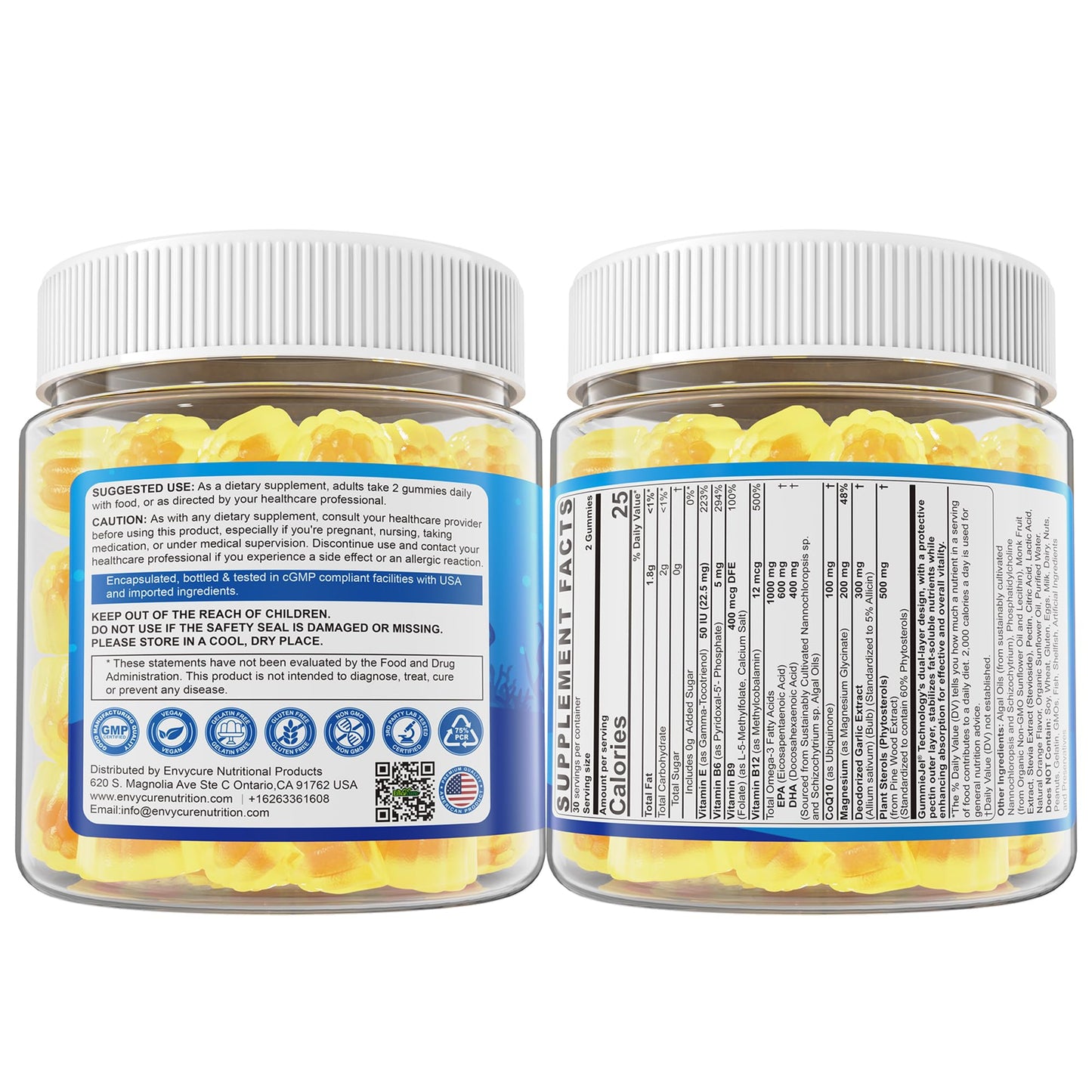 Vegan Omega-3 Gummies 1000mg with CoQ10 & Magnesium - EPA 600mg / DHA 400mg (Algae Liposomal)