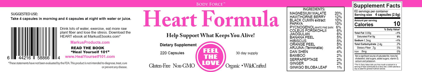 HeartCare Blend – Plant-Based Heart Formula Capsules with Magnesium Malate, Serrapeptase, Hawthorn Berries & Ginkgo Biloba
