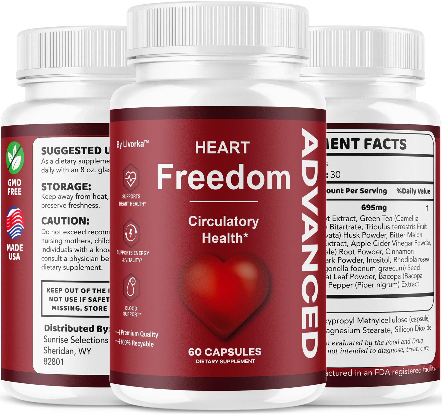 Heart Freedom Capsules - Official HeartFreedom Pills | All-Natural, Maximum Strength (60 Capsules)