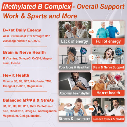 Super Methylated Vitamin B Complex Gummies – 8 B Vitamins + CoQ10, Magnesium