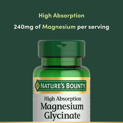 Nature’s Bounty Magnesium Glycinate 240 mg – 120 Capsules for Muscle, Heart, Bone & Nerve Health