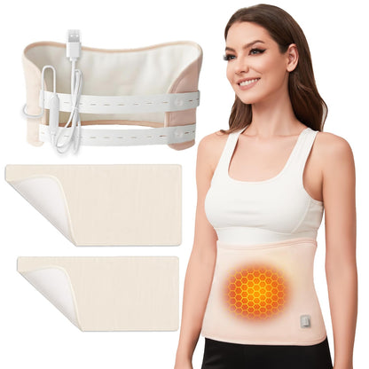 Heated Castor Oil Pack Wrap – Organic Cotton Heating Pad with Water-Repellent Pads