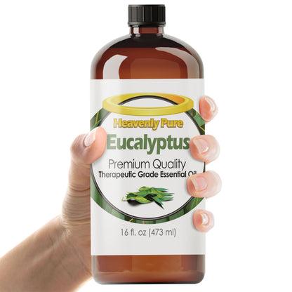 Heavenly Pure Eucalyptus Essential Oil 16 oz | Large 473 ml Amber Bottle for Diffuser, Humidifier & Spray