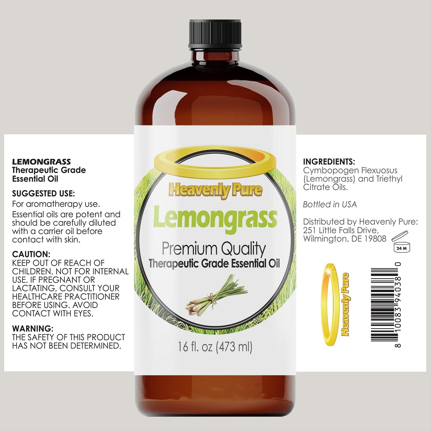 Heavenly Pure Lemongrass Essential Oil 16 oz (473 ml) – Aromatherapy & Personal Care