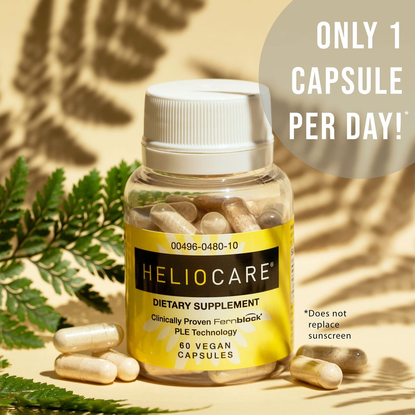 Heliocare Skin Care Dietary Supplement - 240mg Polypodium Leucotomos (PLE) with Fernblock – 60 Veggie Capsules