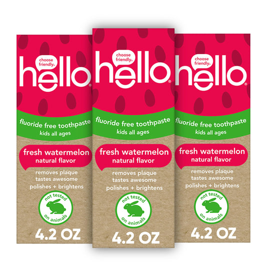 Hello Fresh Watermelon Fluoride Free Kids Toothpaste – 3 Pack, 4.2 oz Tubes