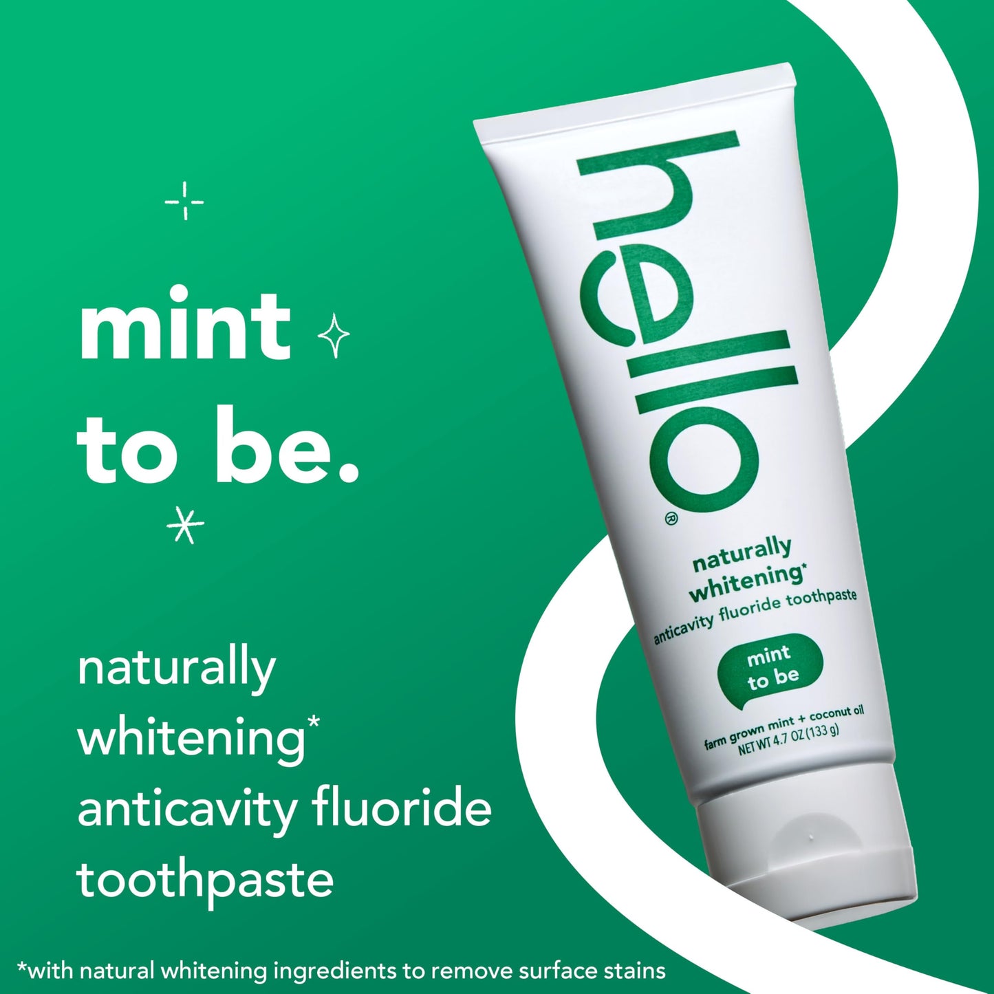 hello Naturally Whitening Fluoride Toothpaste — Mint, 3 Pack (4.7 oz tubes)