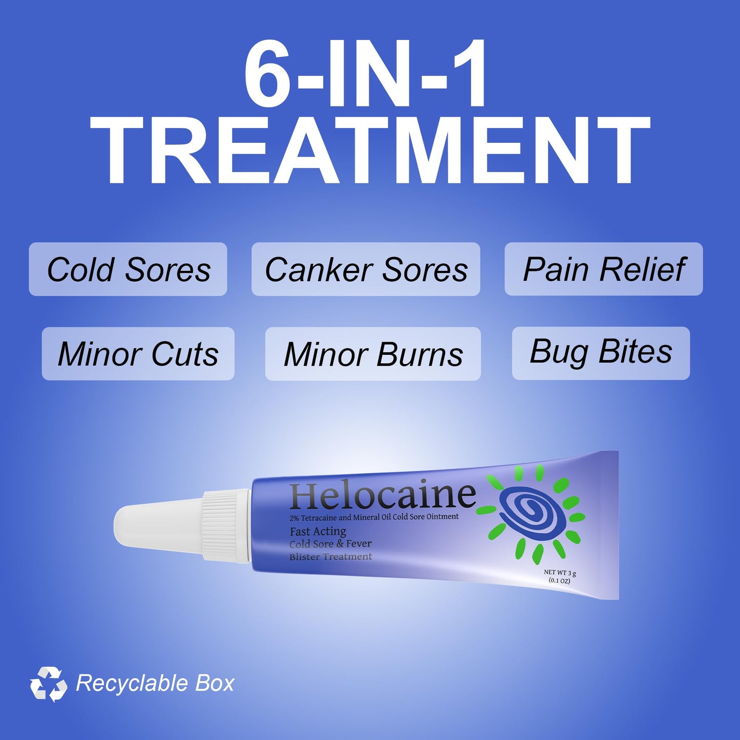 Helocaine Fast-Acting Cold Sore & Mouth Pain Relief Ointment — 3g Tube