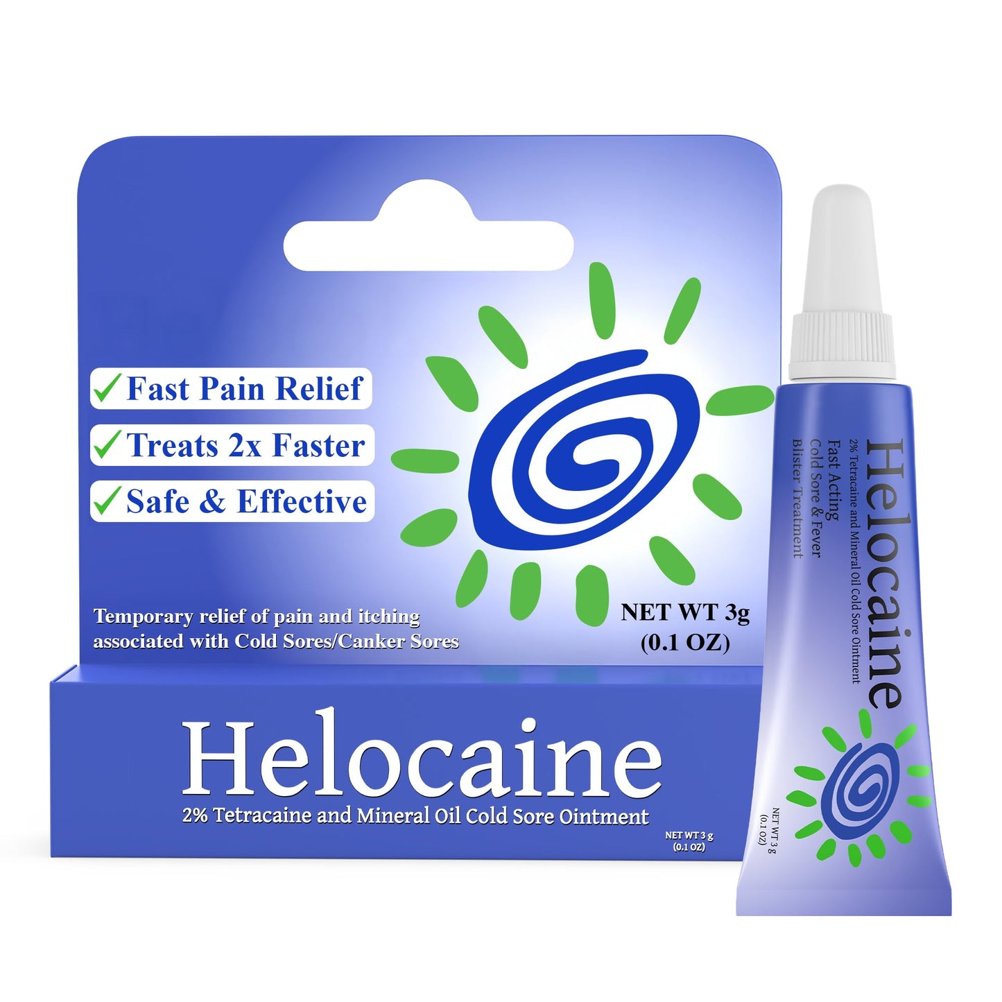 Helocaine Fast-Acting Cold Sore & Mouth Pain Relief Ointment — 3g Tube