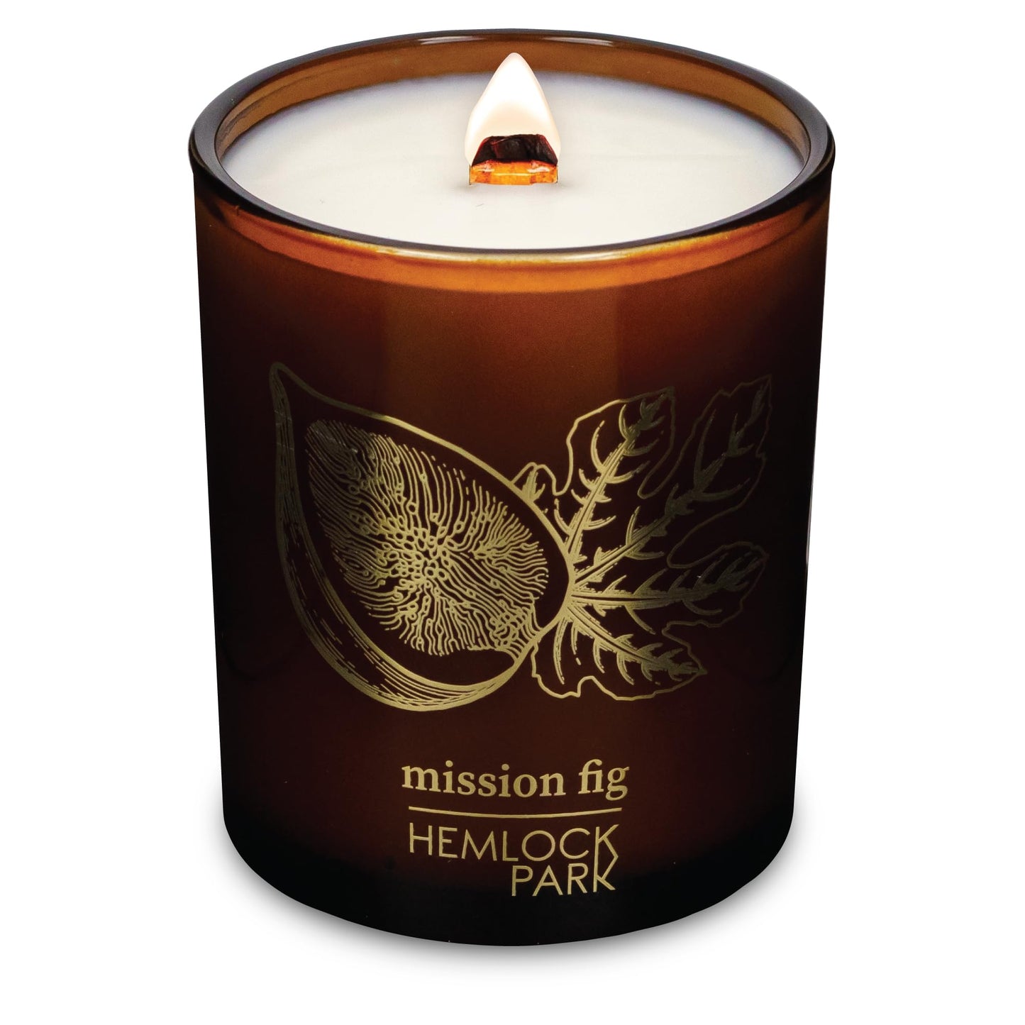 Hemlock Park Amber & Gold Wood Wick Candle – Handcrafted Coconut Wax (7.2 oz, Mission Fig)